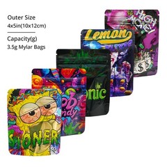 100pcs 3.5g Mixed Holographic Mylar Bags Smell Proof Resealable Zipper Pouches