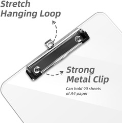 2 Pack Plastic Clipboards, A4 Acrylic Clear Board 8.5×11 | Transparent Letter Si
