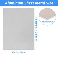 6061-T6 Aluminum Sheet 12X16X1/8 Inch Thickness Durable Aluminum Plate, Thick