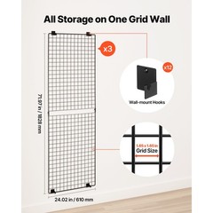 Uimoso Set of 3 Wall Grid Panels 2×6 ft Wire Display Racks in Black Finish