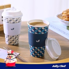 JOLLY CHEF 16oz Disposable Coffee Cups w/ Lids, Sleeves & Stirrers 100-Pack