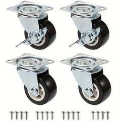 Swivel Caster Wheels with Brake – Quiet, 360° Rotating for Furniture & Carts