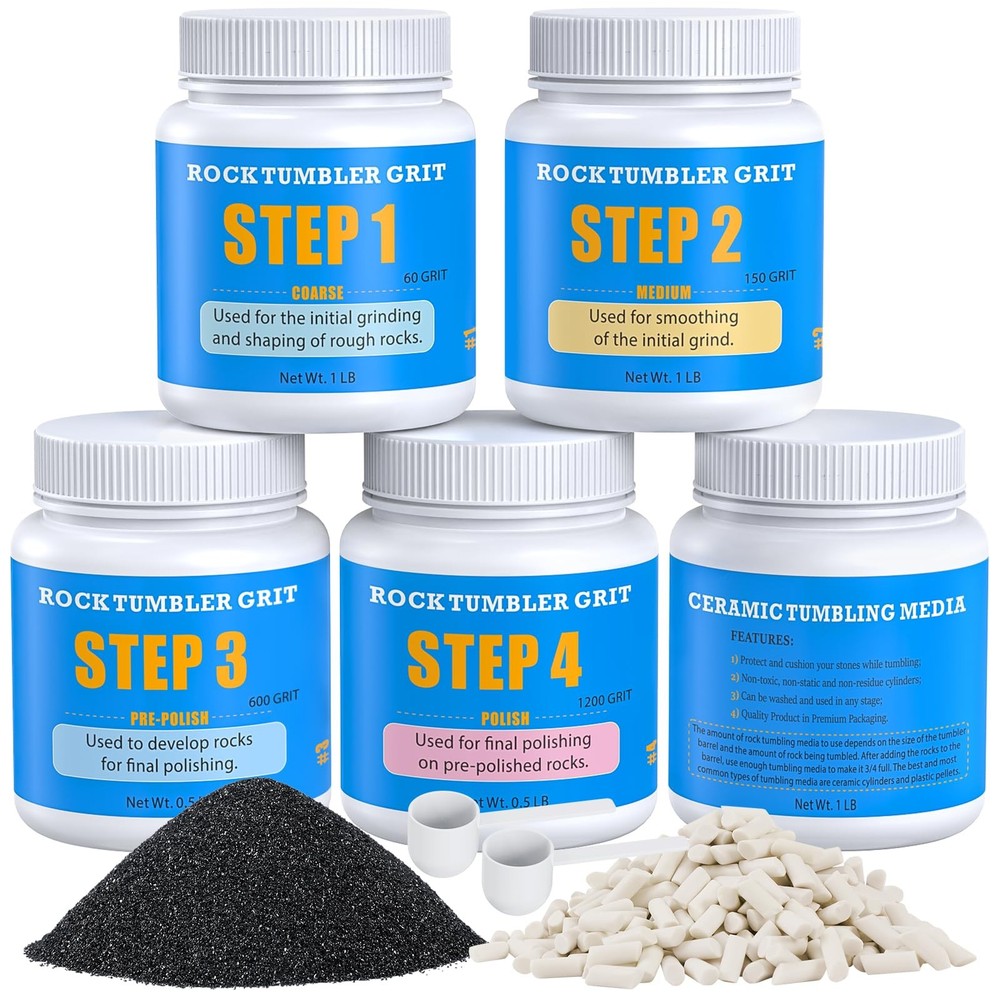 Rock Tumbler Grit and Ceramic Tumbling Media 4 Pounds, 4 Pounds