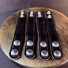 Duty Belt Keeper High Gloss Black Leather Nickel Double Snaps 7.25” (Lot of 4)