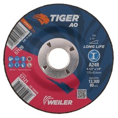 Weiler 57121 Tiger 4-1/2″ Grinding Wheel, Type 27, 1/4″ Thick, A24R… Fast Ship