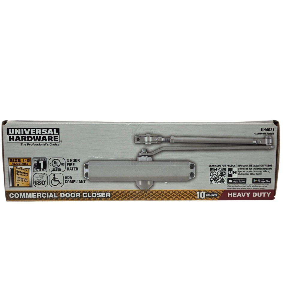 Universal Hardware Heavy-Duty Commercial Door Closer Aluminum UH4031