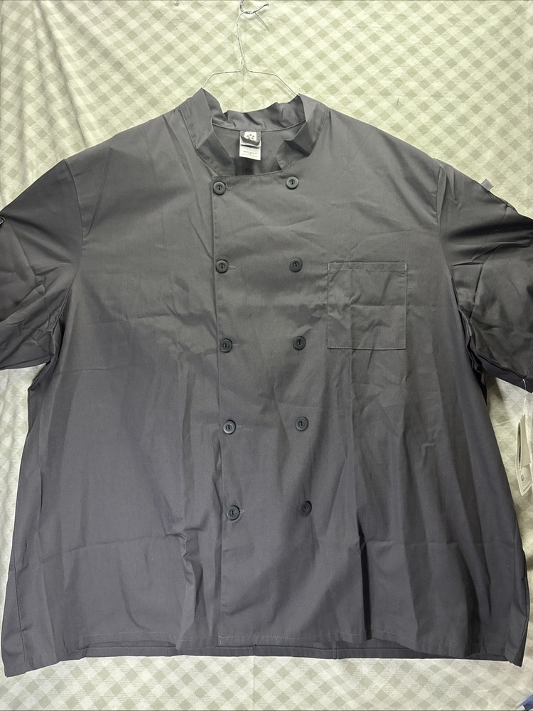 Chef Coat NWT Size 4XL Granite 5-Star Chef Apparel by White Swan Short Sleeve