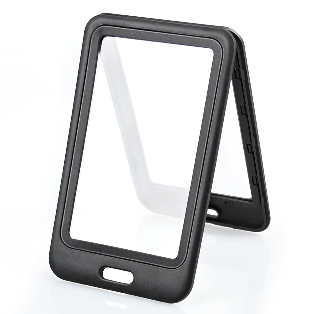3 Pack ID Badge Holder with Double-Sided Windows Hard Plastic Vertical Black
