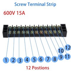 5Pcs Dual Row 12 Positions Screw Terminal Electric Barrier Strip Block 15A 600V