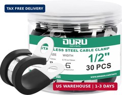 OURU 1/2-Inch Stainless Steel Rubber Coated Pipe & Wire Clamps (30pcs, Black, 13