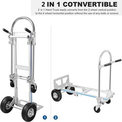 1000 Lbs Aluminum Hand Truck Convertible 2 in 1 Heavy Duty Folding Dolly Cart