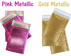 4×8″ Pink,Teal, Gold Polka Dot Poly Bubble Mailers, Padded Shipping Envelopes