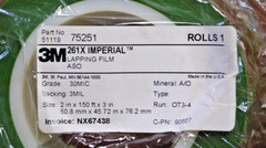 3M Green 261X Imperial Lapping Film Roll 30MIC 3MIL 2″ x 150′ x 3″ 2 Rolls T1552