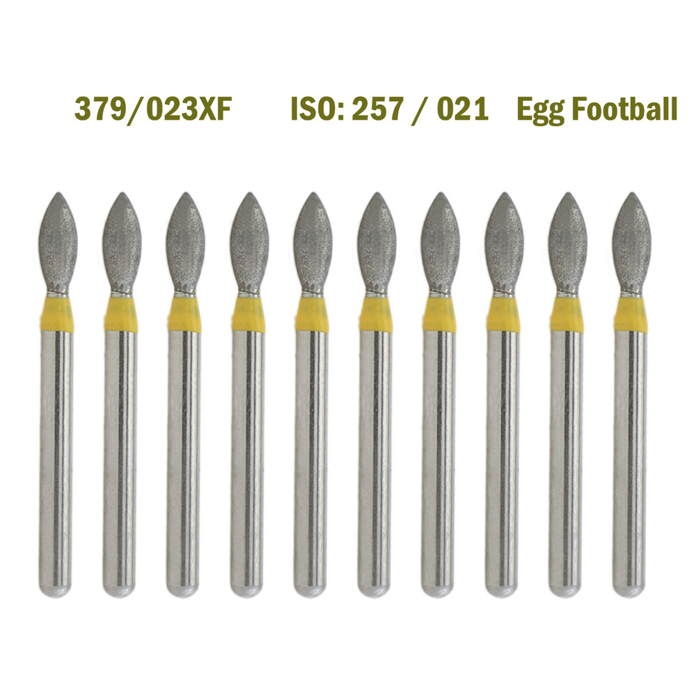 100 Pcs Dental Diamond Burs FG Egg Football 379/023XF Extra Fine Grit High Speed
