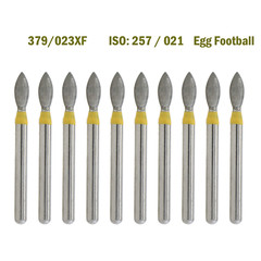 100 Pcs Dental Diamond Burs FG Egg Football 379/023XF Extra Fine Grit High Speed