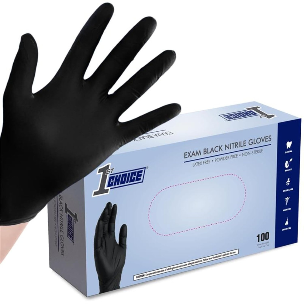 100 PCS XL Black Nitrile Gloves, Disposable Latex Free Exam Grade Black Gloves