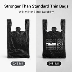 Bags 1/6 Black 21 x 6.5 x 11.5 “Thank You” T-Shirt Plastic Grocery Shopping Bags