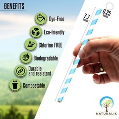 Naturalik 1000 Pack Multicolor Extra Durable Paper Straws Biodegradable –