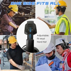Bluetooth Hard Hat Ear Muffs, NRR 29dB Adjustable Cap-mounted Ear muff, Black