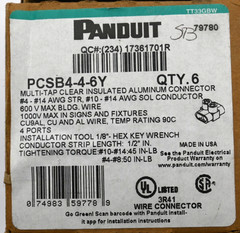 PANDUIT PCSB4-4-6Y MULTI-TAP CLEAR INSULATED ALUMINUM CONNECTOR BLOCK BOX OF 6PC