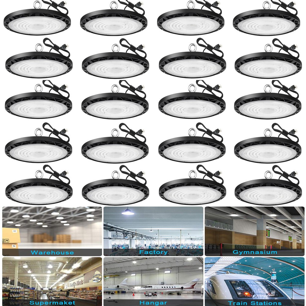 20Pack 200W UFO LED High Bay Light with Hook & Cable for Gym Factory Barn Garage