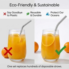 10 Pcs Short Metal Straws, 5 Straw Length: 5.9 inches / 15 cm, Silver