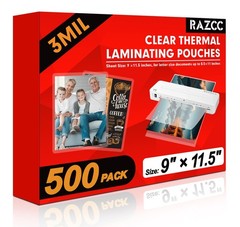 Best RAZCC Laminating Sheets, 500 Pack Clear Thermal Plastic Paper Laminator 9 x