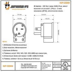 20 AMP MALE 90 Degree Extension Cord Replacement Ends Power Angled Plug Repair