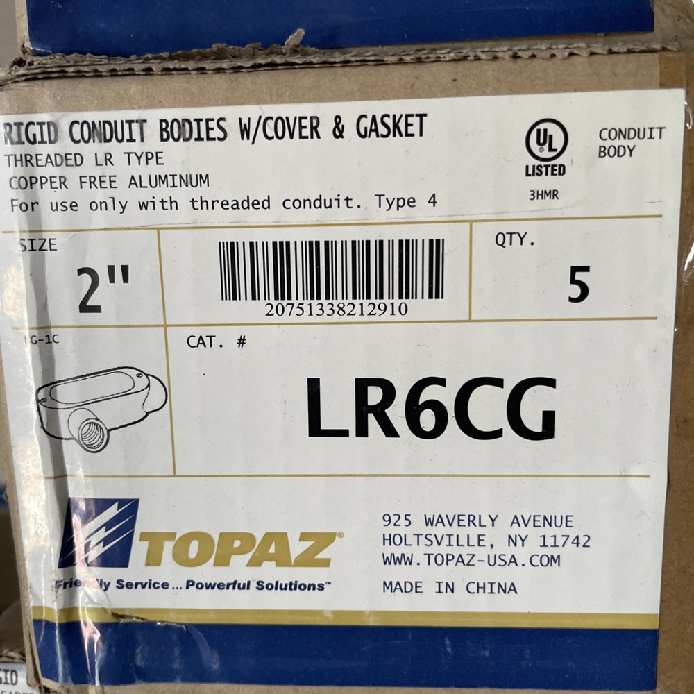 Topaz LR6CG LR Type Cond Body, Die Cast Aluminum, Wall Mount, Hub Size-2″ 5-pack