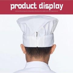 White Chef Hat for Men Women Adults,Elastic Band Small-Large,