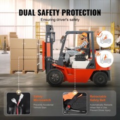 VEVOR Universal Forklift Seat Adjustable Tractor Seat with Seatbelt Armrests