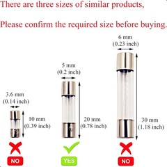 SIXQJZML 10 Pack F5AL Fast-Blow Fuse 5A Max 5 amp 125V Glass Fuses 0.2 x