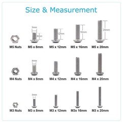 US 500pcs Stainless Steel Hex Socket Cap Head Bolts Screws Nuts M3 M4 M5 304 Kit