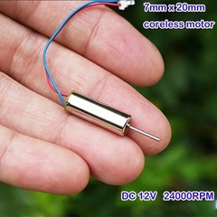 Mini 7mm*20mm Coreless Motor DC 12V 24000RPM Perfect for DIY Hobby Toy Model