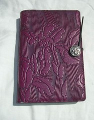 OBERON DESIGN JOURNAL COVER W/ BLANK BOOK, PURPLE IRISES NICE! 9X6″