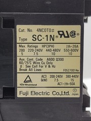 Fuji Electric 4NC0T0 Magnetic Contactor 26A 3P 550/600V 10HP SC-1N 480/520V Coil