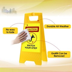 Fuutreo Reflective Caution Watch Your Step Sign Double Sided Floor Sign 24 x 11.