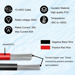 MOOKEERF SAE Extension Cable 10 AWG – 10FT Battery Charger 10FT, 10AWG