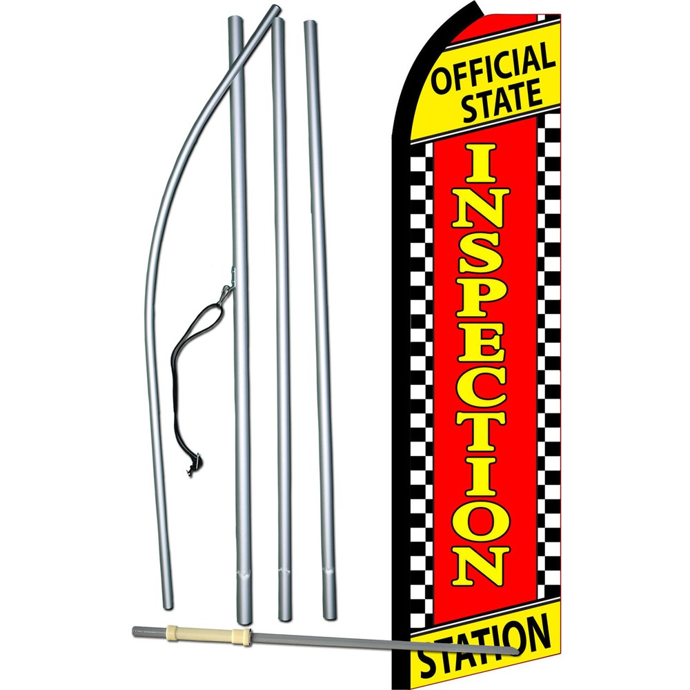 Inspection Station Flag with Flag Pole and Spike