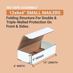 BOX USA Shipping Boxes Small 12″L x 6″W x 4″H 50-Pack – 12x6x4, Oyster White