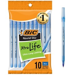 Bic Round Stic Xtra Life Blue Ballpoint Pens 10 Count Bulk Pack 1.0Mm Medium …