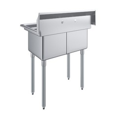 22 in. x 34 in. Stainless Steel Two Compartment Sink. 14in x 16 in x 11 in Bowls