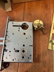 VTG NOS Russwin Elmhart 5048 Mortise door lock/cylinder/keys RH US3 mid century