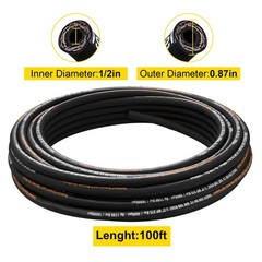 Uimoso 1/2″ Hydraulic Hose, 100 ft, R2 Steel Wire, 4000 PSI Working Pressure