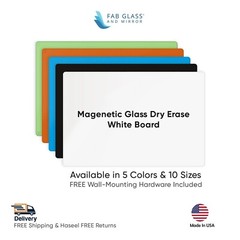 Tempered Glass Whiteboard Frameless Wall Mounted with Tray and Markers w Magnets