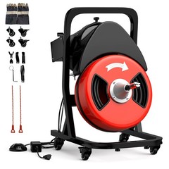 ⏯50FTx1/2 Inch Drain Cleaner Machine Sewer Snake Electric Drain for 2″ to 4″ Pip
