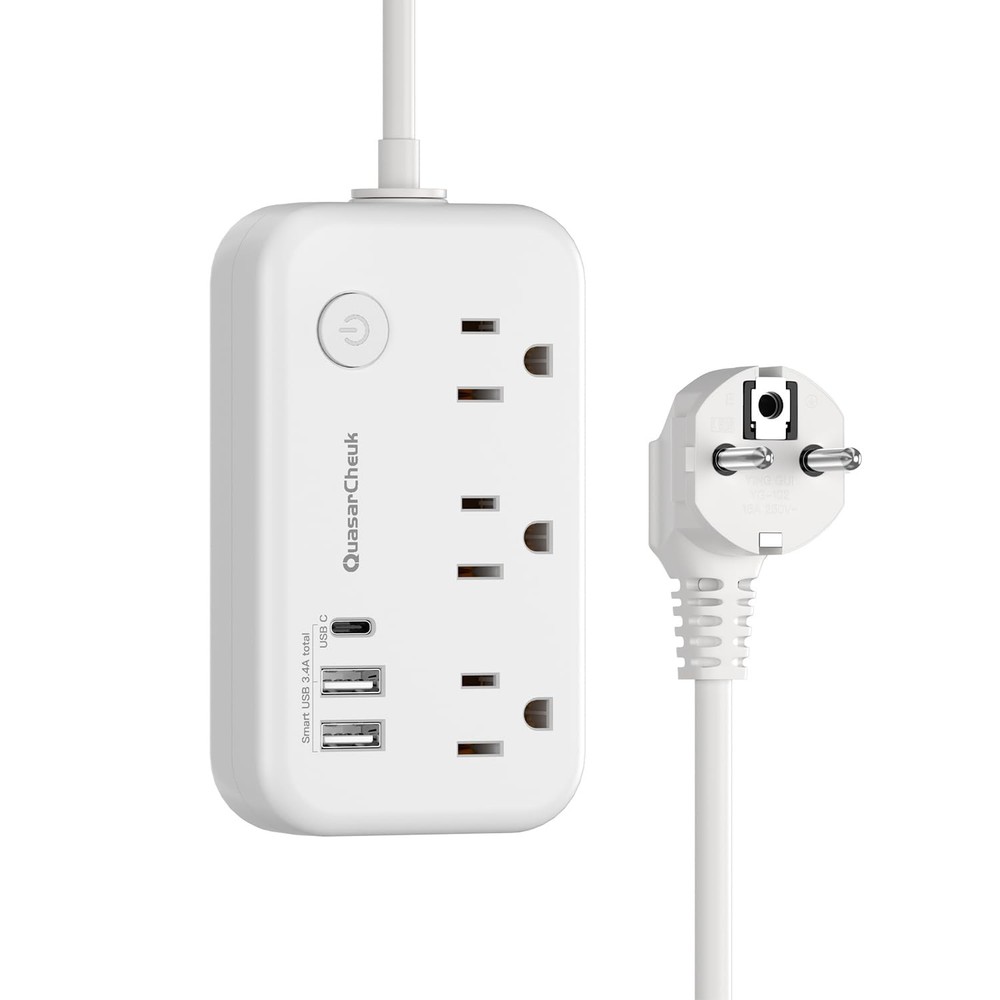 Type E F Plug Adapter, Germany France Travel Plug Adapter with 3 Outlets 3 US