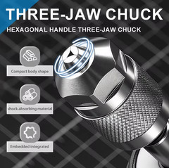 1pc Silver Quick Change Drill Chuck Adapter 3-Jaw Hex Shank Converter – NEW