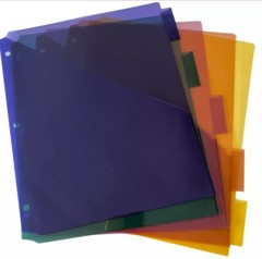 5x Dividers Folders 2 Pockets Each Binder Tab Plastic Divider Sectional NEW