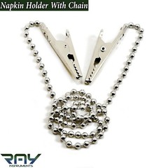 Dental Bib Clips Napkin Holder Crocodile Flexible Chain with Metal Ball